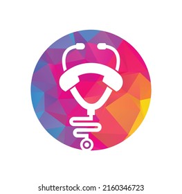 Stethoscope call logo design icon vector. Call doctor logo.