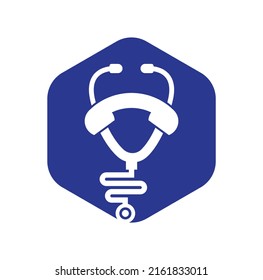 Stethoscope call logo design icon vector. Call doctor logo.