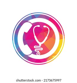 Stethoscope call logo design icon vector. Call doctor logo.