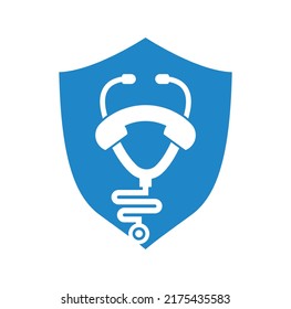 Stethoscope call logo design icon vector. Call doctor logo.
