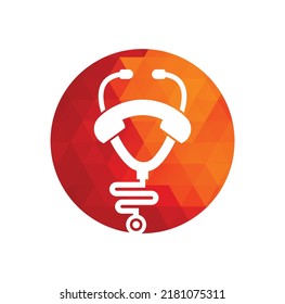 Stethoscope call logo design icon vector. Call doctor logo.