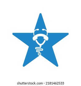 El estetioscopio llama a la forma estrella de diseño de logotipo vector de diseño. Llame al logotipo del médico.