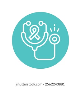 Stethoscope Cancer Vector Circle Outline Icon. Eps File 10