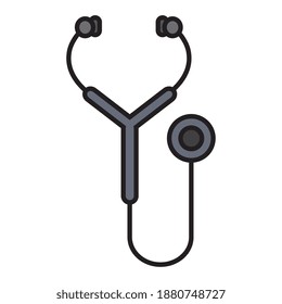 stethoscope cardio device line and fill style icon vector illustration design