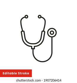 Stethoscope cardio device line style icon vector illustration design. Editable stroke EPS10