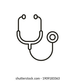 Diseño de ilustración vectorial del estilo de línea del dispositivo cardiovascular estetioscopio. EPS10