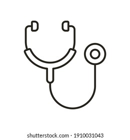 Diseño de ilustración vectorial del estilo de línea del dispositivo cardiovascular estetioscopio. EPS10