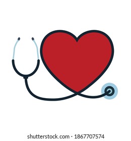 stethoscope cardio medical tool with heart vector illustration design