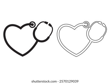 stethoscope cardiology symbol heart shape Healthcare icon 