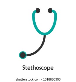 Stethoscope in cartoon style, medical card for kid, preschool activity for children, vector illustration