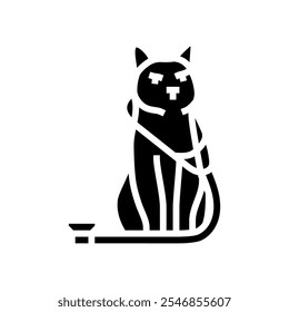 Estetoscopio Gato criando Glifo icono Vector. Estetoscopio Gato criando signo. Ilustración de símbolo aislado