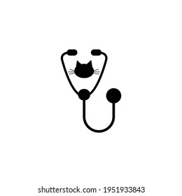stethoscope with cat vector icon veterinarian icon