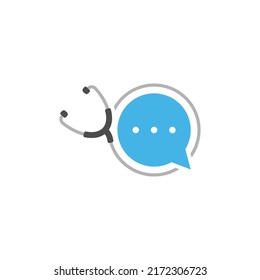 Stethoscope Chat-Logo-Design-Vorlage, Vektorgrafik