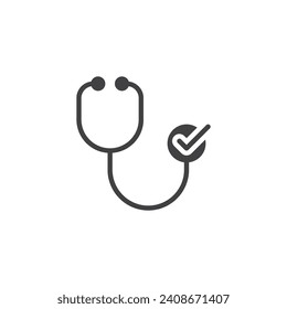 Stethoscope with check mark vector icon. filled flat sign for mobile concept and web design. Medical examination glyph icon. Symbol, logo illustration. Vector graphics