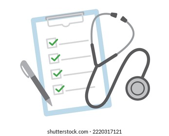 Stethoscope checklist and ballpoint pen illustration material