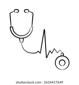 Stethoscope checkup tool icon designed in hand drawn style