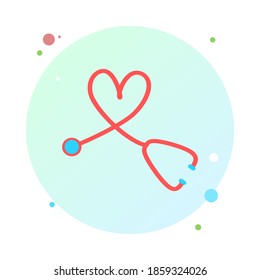 Stethoscope in circle icon trendy flat style. Stethoscope in round shaped icon symbol for your web site, logo, mobile app, UI design. Stethoscope icon vector illustration. 