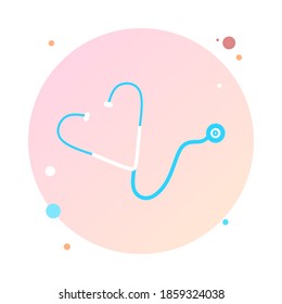 Estetioscopio en icono circular estilo plano de moda. Stethoscope en símbolo de icono redondeado para tu sitio web, logotipo, aplicación móvil, diseño de interfaz de usuario. Ilustración vectorial de icono de estetioscopio. 