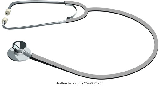 Stethoscope, Clinical Healthcare Tool, Medical Equipment for Emergency, Surgery, Cardiac Treatment, 3D Illustration of Diagnostic Instruments, Heart Care