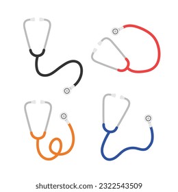 Stethoscope clipart cartoon style. Stethoscope or medical phonendoscope flat vector set illustration hand drawn doodle style. Hospital and medical concept