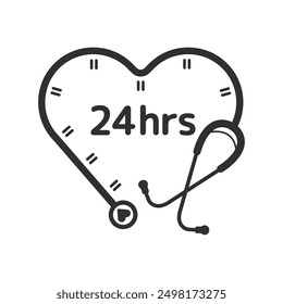 Stethoscope Clock Vector, Stethoscope Ticking Clock Concept Illustration, Stethoscope Clock Graphic, Clock of Care