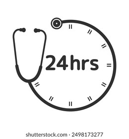 Stethoscope Clock Vector, Stethoscope Ticking Clock Concept Illustration, Stethoscope Clock Graphic, Clock of Care