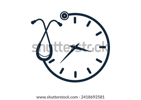 Stethoscope Clock Vector, Stethoscope Ticking Clock Concept Illustration, Clock Graphic, Stethoscope Time Vector, Clock of Care, Stethoscope Timepiece Design for Health, health 