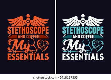 Stethoscope And Coffee My Essentials,  Life, Saving One Patient At A Time, Nurse Life, Hospital nurse T-Shirt, Doctor student shirt model, Half Leopard Nurse, Unique Profession-Themed Design