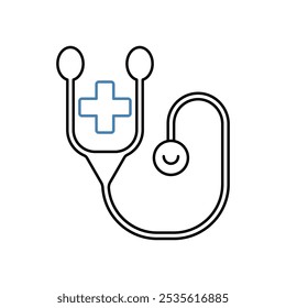 Icono de línea de concepto de estetoscopio. Ilustración de elemento simple. diseño de símbolo de contorno de concepto de estetoscopio.