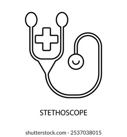 ícone da linha de conceito do estetoscópio. Ilustração de elemento simples. design de símbolo de esboço de conceito de estetoscópio.