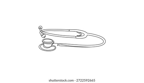 Estetoscópio linha contínua arte desenho estilo vetor ilustração,4
