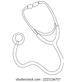 
Dibujo continuo de estetioscopio. Dibujo de líneas de instrumentos médicos. Dibujo continuo de una línea de un estetoscopio.