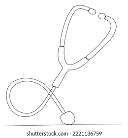 
Dibujo continuo de estetioscopio. Dibujo de líneas de instrumentos médicos. Dibujo continuo de una línea de un estetoscopio.
