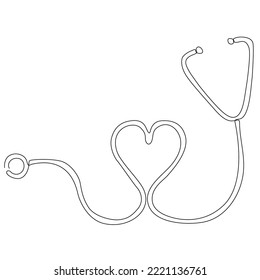 
Stethoscope continuous line drawing. Line art of medical instrument drawing. Continuous one line drawing of a stethoscope.