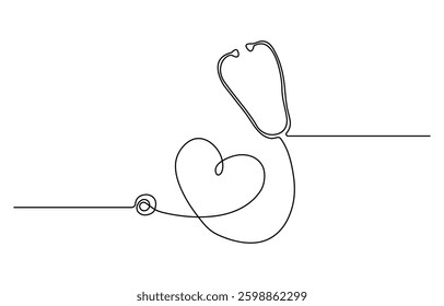 Stethoscope continuous one line art.