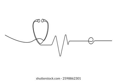 Stethoscope continuous one line art.