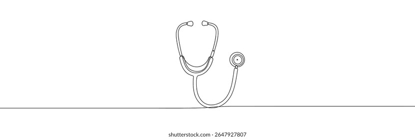 Stethoscope continuous one line drawing. Patient checkup symbol. Vector illustration.