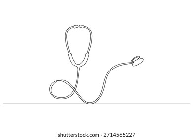 Estetoscopio continuo de una línea de dibujo minimalista ilustración de contorno médico
