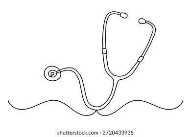 Stethoscope continuous one line drawing for medical and healthcare concept