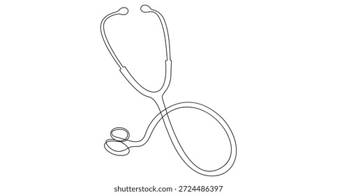 Estetoscópio contínuo desenho de uma linha sobre fundo branco