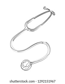 stethoscope contour vector illustration isolated 