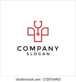 stethoscope cross bar plus medical health logo. editable and easy to custom