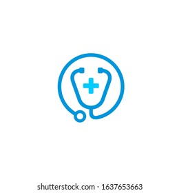 stethoscope cross medical logo design modern template