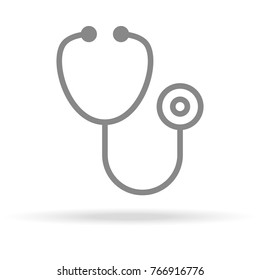 Stethoscope, Diagnostic, Cardiology Icon In Trendy Thin Line Style Isolated On White Background. Medical Symbol For Your Design, Apps, Logo, UI. Vector Illustration, Eps10.