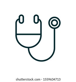 stethoscope diagnostic equipment medical icon line vector illustration