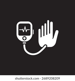 Stethoskop und Diagnosewerkzeug Pulsoxymeter Symbol Minimales Vektorbild Design