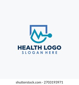 stethoscope and digital logo design template, health icon design concept vector