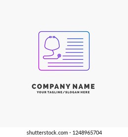 stethoscope, doctor, cardiology, healthcare, medical Purple Business Logo Template. Place for Tagline