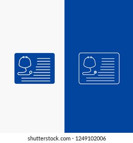 stethoscope, doctor, cardiology, healthcare, medical Line and Glyph web Button in Blue color Vertical Banner for UI and UX, website or mobile application