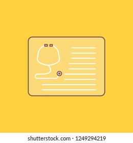 stethoscope, doctor, cardiology, healthcare, medical Flat Line Filled Icon. Beautiful Logo button over yellow background for UI and UX, website or mobile application